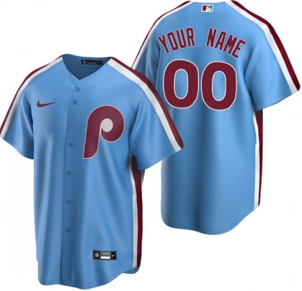 Men's Philadelphia Phillies Active Player Custom Light Blue Cool Base Stitched Baseball Jersey